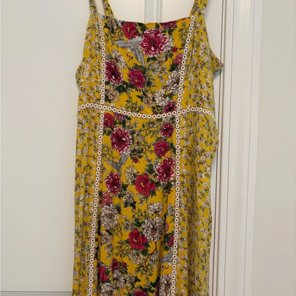 Anthropologie maxi dress Farm Rio size L yellow floral Cantonal maxi sold out - Picture 9 of 16